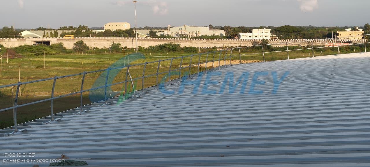 Edge Protection Guardrail on PEB Rooftop
